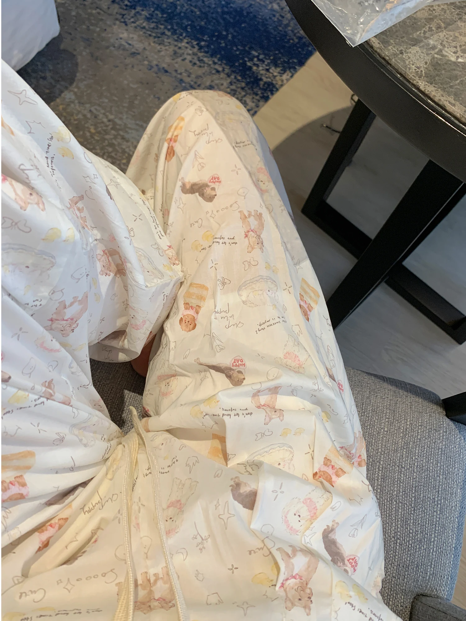 

Женские повседневные брюки с широкими штанинами, с принтом, милые, для работы, весенние, тонкие, хлопковые, длинные