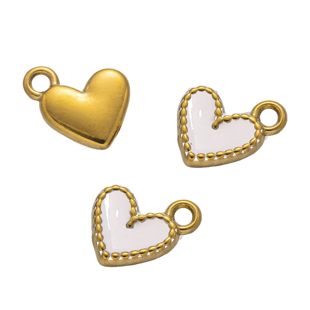 5pcs Mini Stainless Steel Love Heart Enamel Charms Gold Plated Dangle Pendant for DIY Keychain Necklace Earring Jewelry Supplies image 3