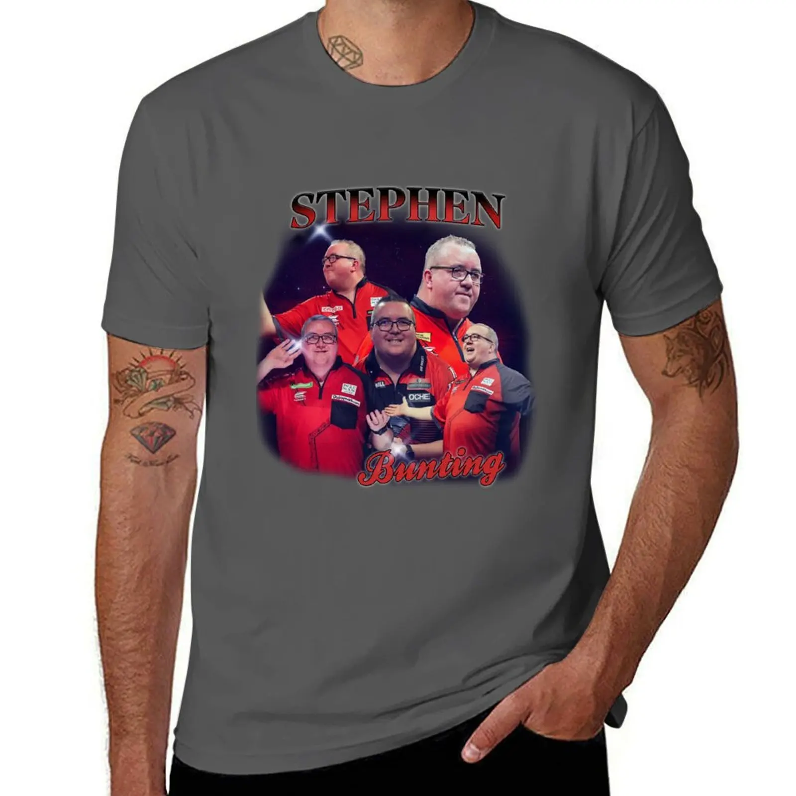 

Stephen Bootleg Bunting T-Shirt - Darts T-Shirt Urban Casual Loose Fit Tee
