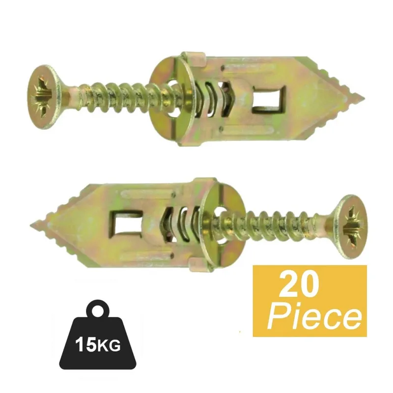 New 20Pcs Self Drilling Drywall Anchors with Screws Expansion Nails Self-Tapping Screw Kits Heavy Duty Metal Wall Anchors 2 Size