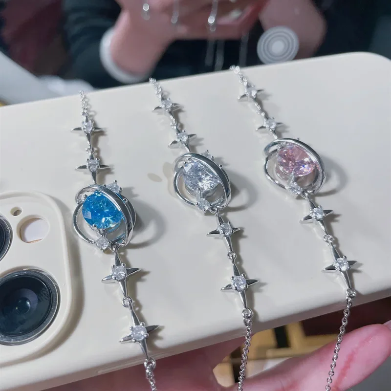 MDL مويسانيتي نمط الأصلي أوروبا والولايات المتحدة زحل جديد انفجار فلاش ستار سلسلة 18K مطلي شخصية المتخصصة