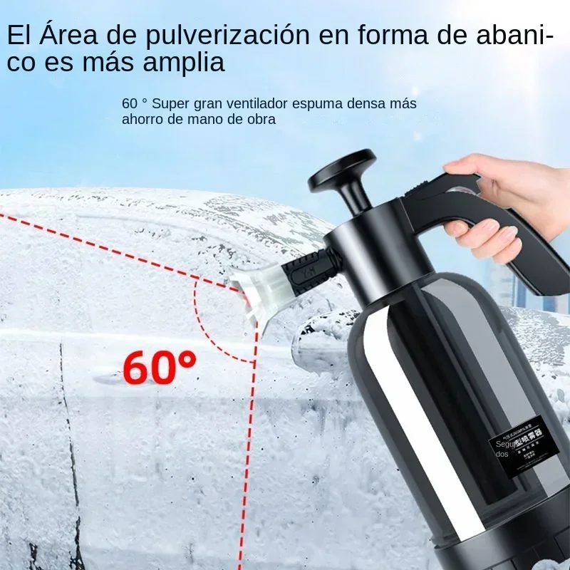 2L Hand Pump Foam Sprayer with 3 Types of Nozzle Hand Pneumatic Foam Cannon Snow Foam Car Wash Spray Bottle Car Window Cleaning