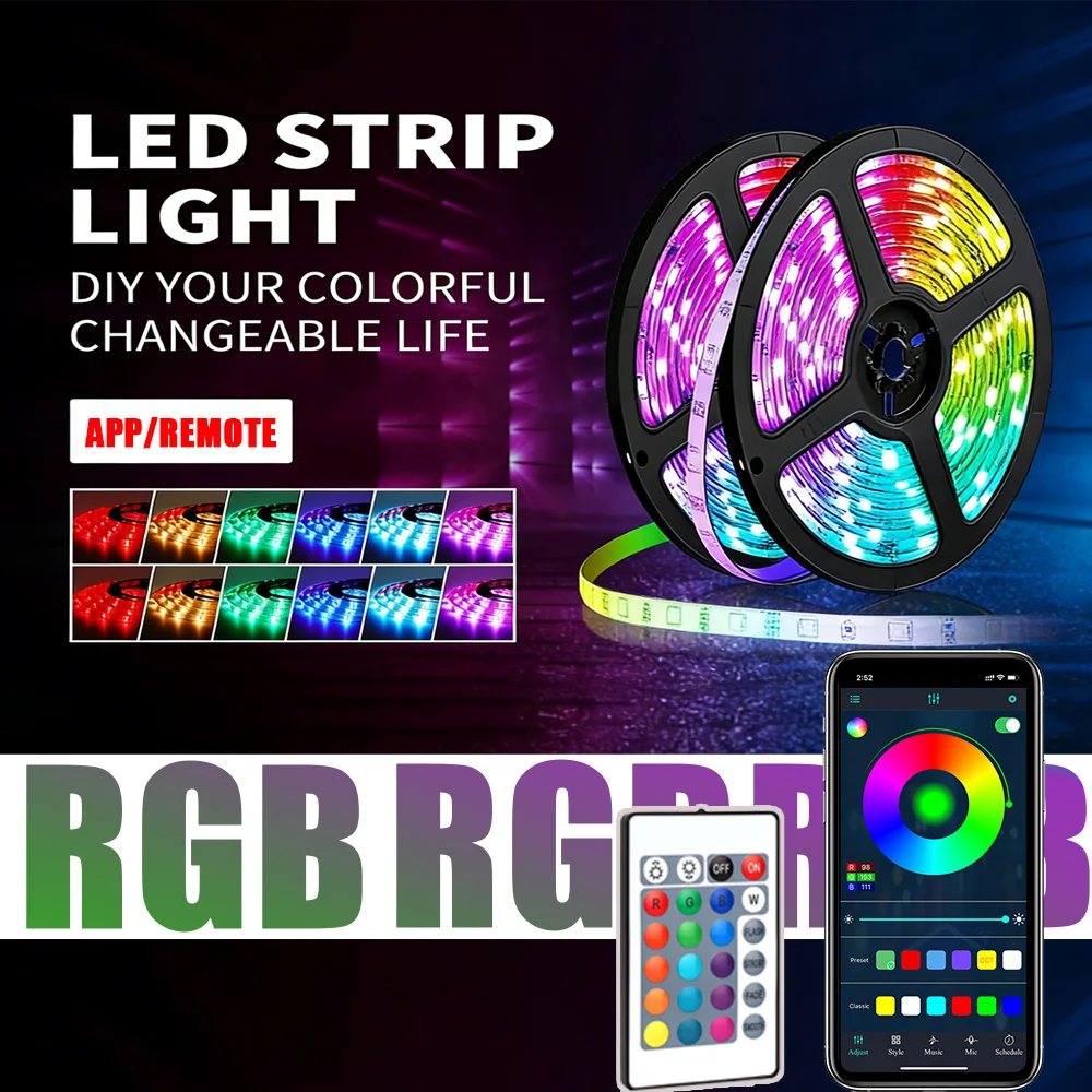 USB RGB Led Strip Lights, Color Changing Led Lights with App Control Remote Music Sync Smart Led Lights fo