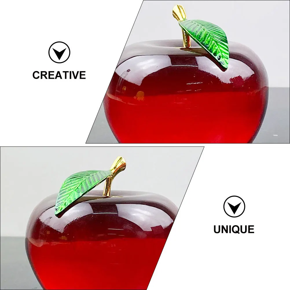 

Crystal Apple Decoration Red Apple Ornament Desktop Home Office Car Decor Living Room Tabletop Craft Dainty Elegant Gift Idea