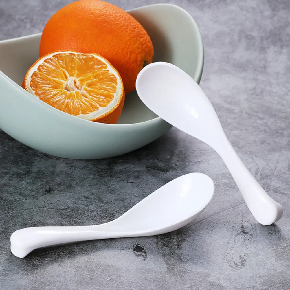 

5Pcs Soup Spoons Small Kitchen Supplies Household Scoop Restaurant White Plastic Smooth Surface Easy Clean Dishwasher Safe Multi