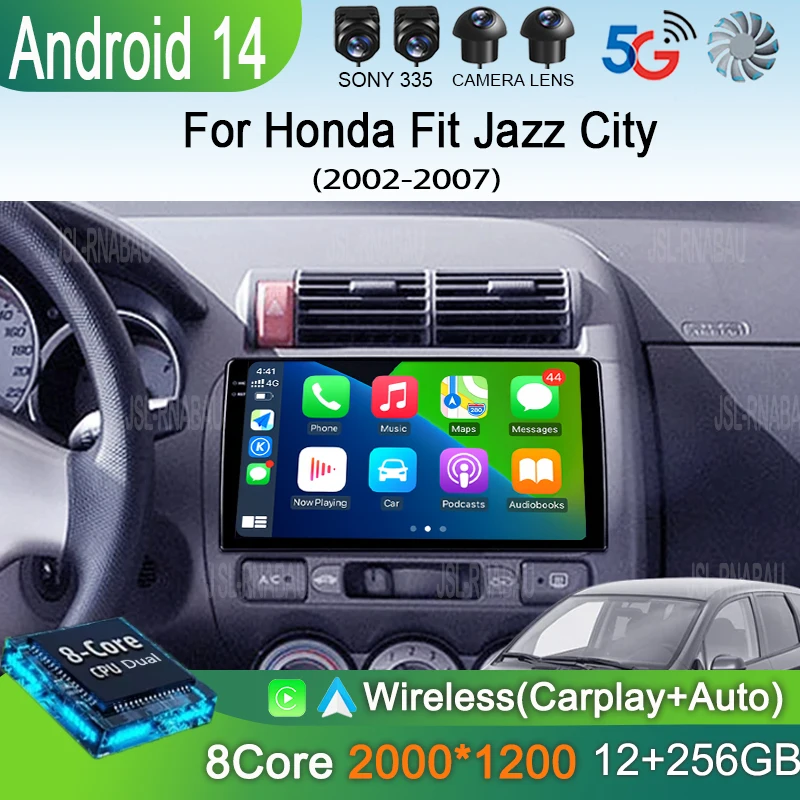 Android 15 Carplay Car Radio For Honda Fit Jazz City 2002 2003 2004 - 2007 Navigation Multimedia GPS Player Stereo WiFi+4G video