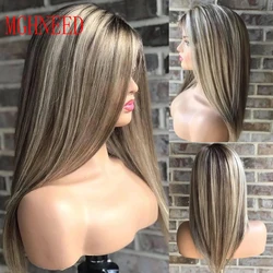 Perruque Brésilienne Naturelle Cheveux Lisses à Reflets Colorés, Gris, Noir, Blond, HD, 360, pour Femme
