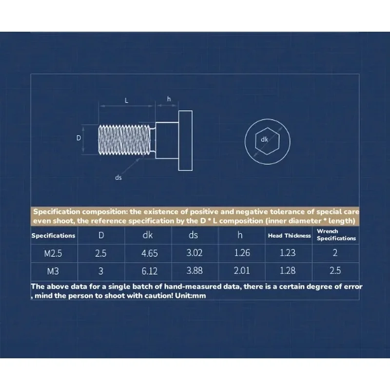 Grade 12.9 Black Hexagonal Small Plug Screw Hexagonal Shoulder Step Pressure Plate Positioning Bolt M2.5 M3