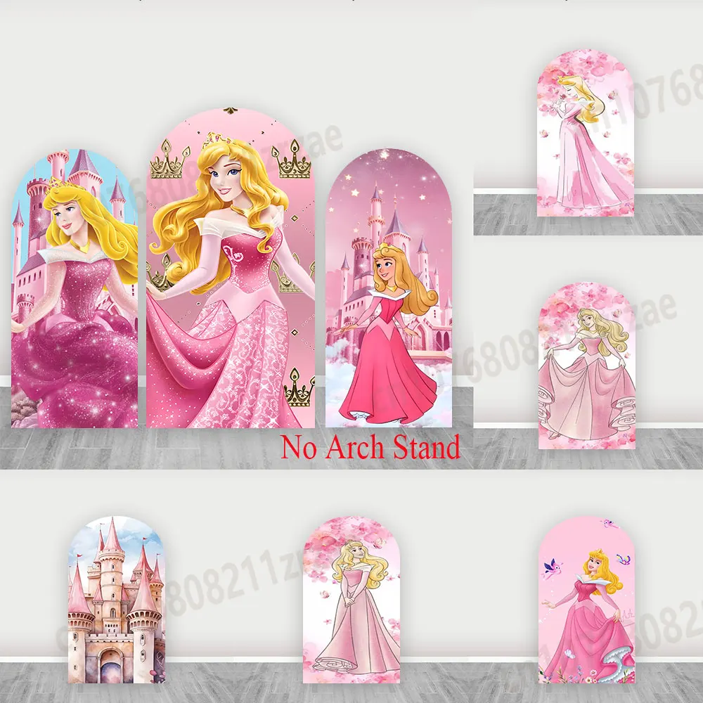 

Sleeping Beauty Arch Backdrop Princess Aurora Cover Girls Birthday Party Baby Shower Background Bloom Macaron Rose Decor Banner