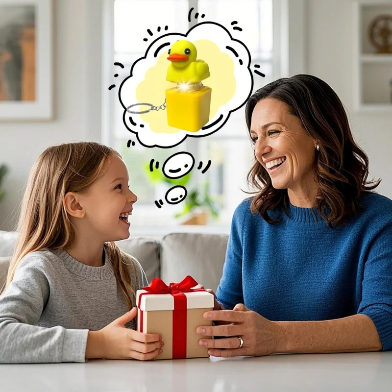 Duckeys Quacking Fidget Toy, 2 Pieces Duckeys Keycap Keychain, Duck Keychain With Light & Sound