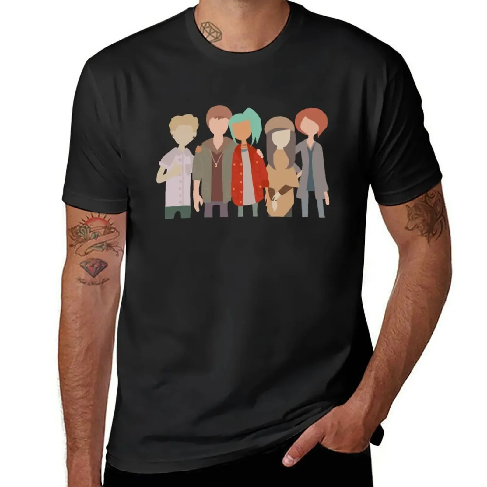 Oxenfree Alex, Ren, Jonas, Nona, and Clarissa T-Shirt korean fashion blue archive mens designer t shirt