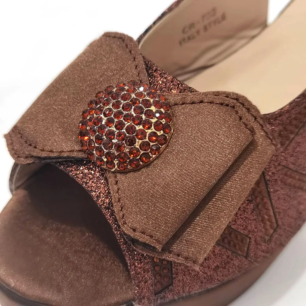 2024 Newest Summer .coffee Color Women's Shoes Italian Shoes with Bags Sets Italian African Women's Party Shoes and Bags Sets