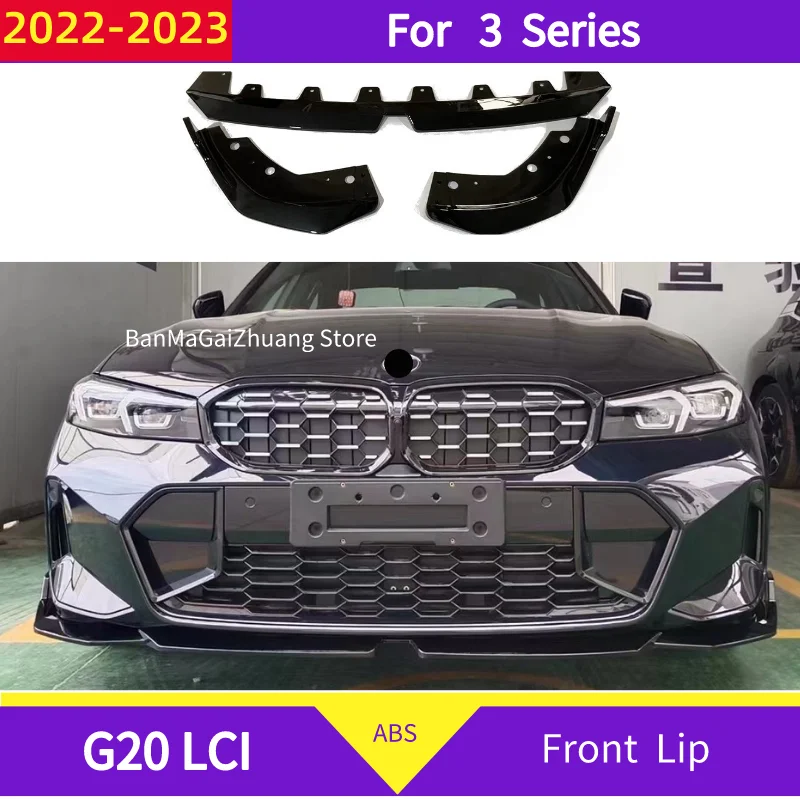 

Front Bumper Lip Front Shovel For BMW 3 Series G20 LCI 2022-2023 320i 325i 330i ABS 3 PCS Front Splitter front skirt MP Style