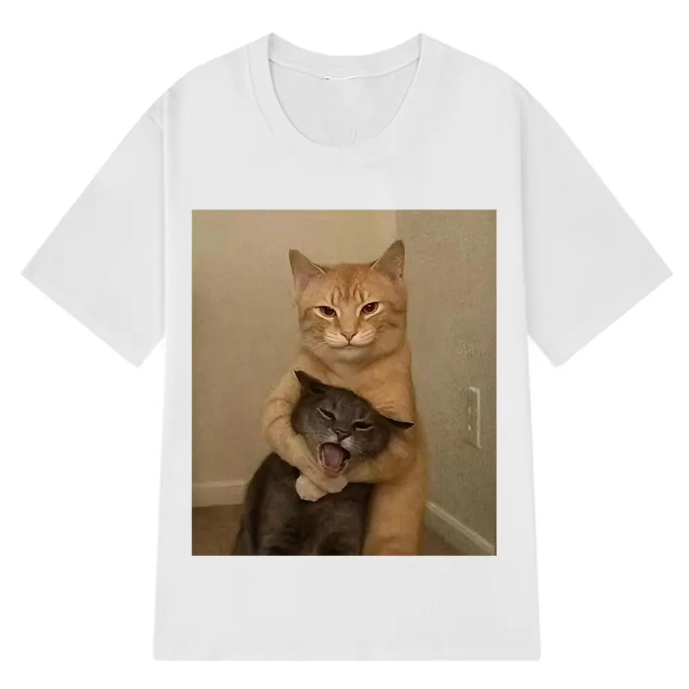 Funny Cat Meme Tshirt Unisex Camisetas Hombre Mujer Graphic Tee Roupas Moda Masculina Feminina Y2K Retro Summer Casual Top