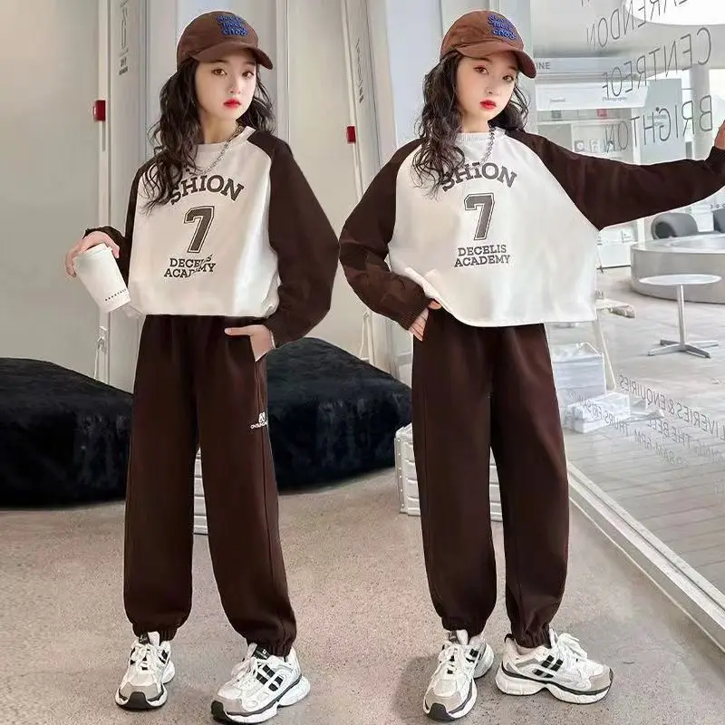 Autumn Winter New Kids Tracksuit Children Girls Clothes Casual Sweatshirt T-Shirt + long Pant Suit Teenager 4 6 8 to 10 12 Year