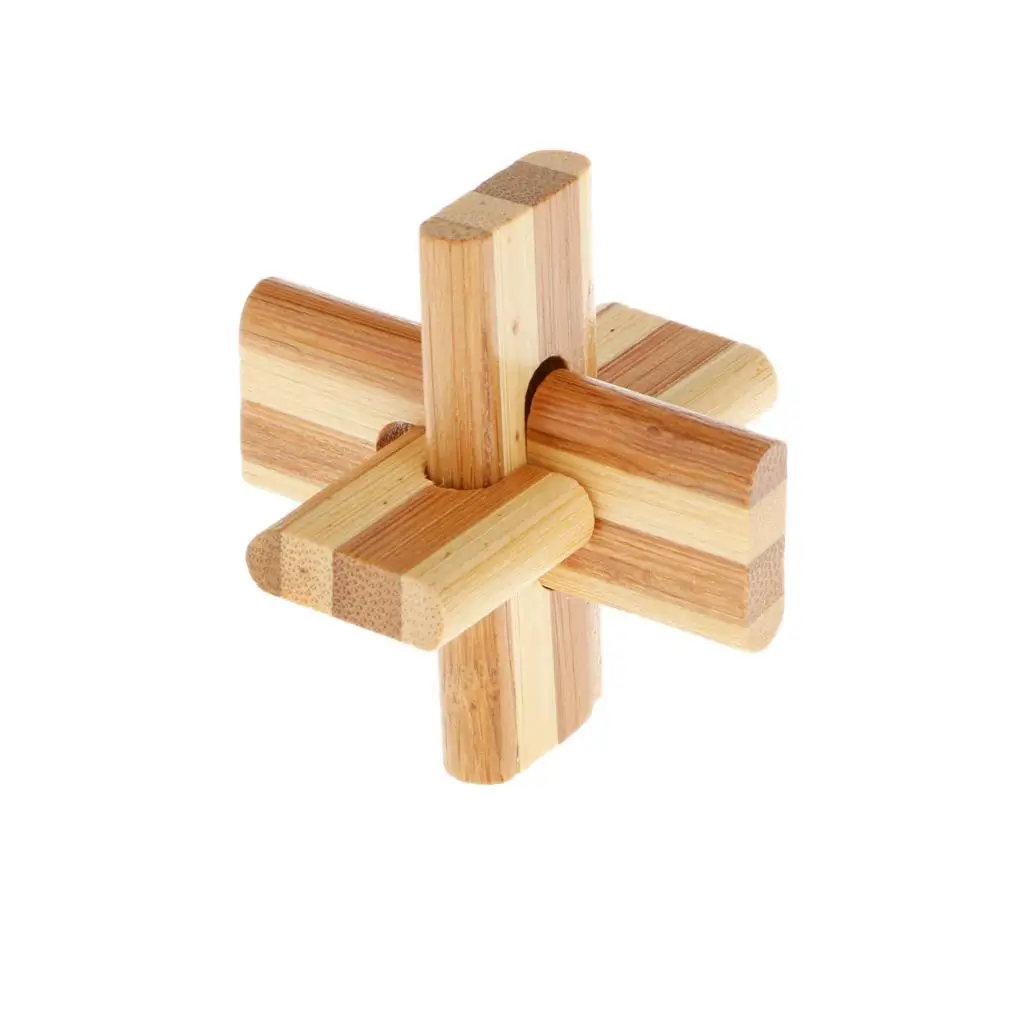 3-6pack Wooden Kongming Lock Toy Chinese Puzzle Game Family Home Play Kids Gift