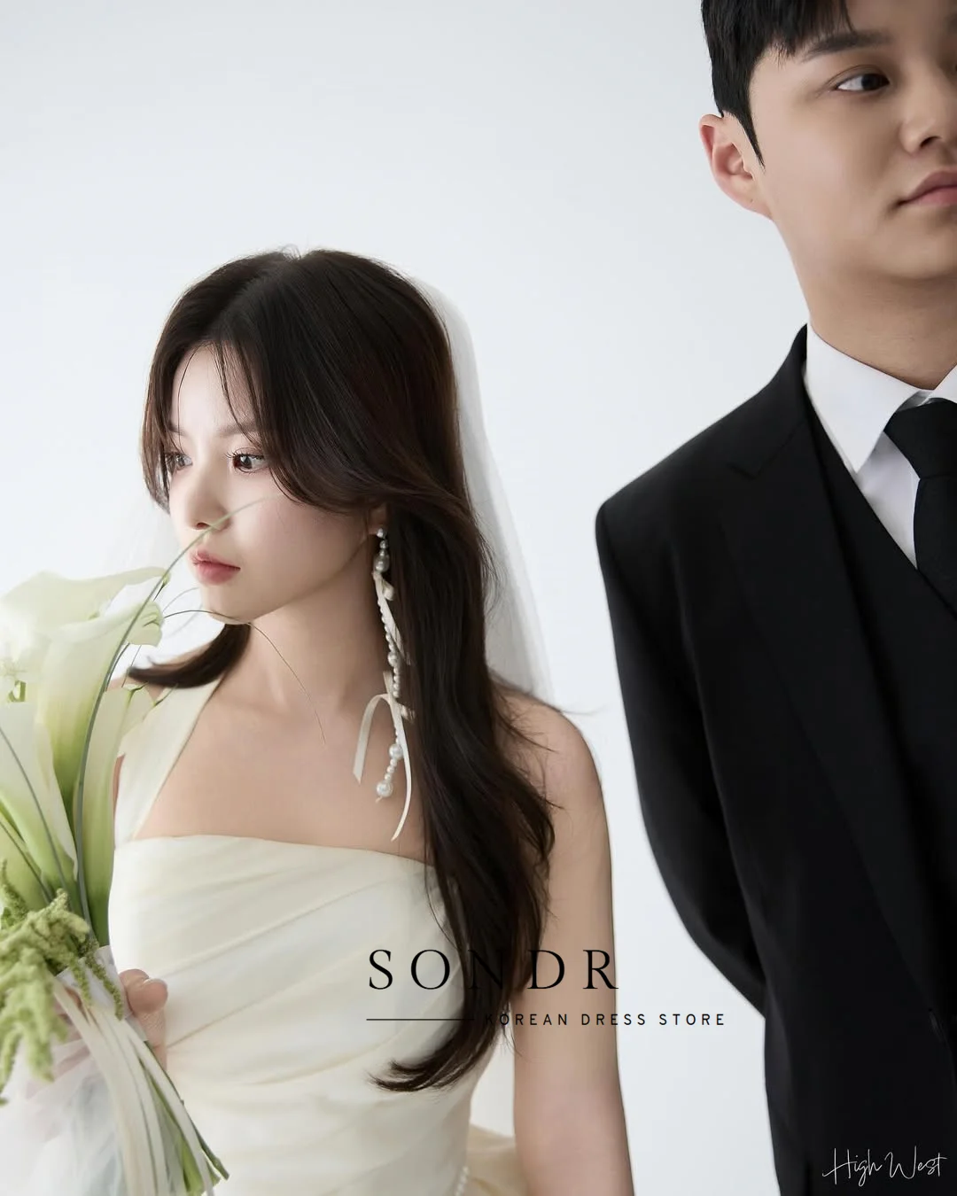 Suknie ślubne koreańskie Sondr z dekoltem halter, szyte na miarę, fason A-line, do sesji zdjęciowych na zewnątrz, suknie wieczorowe do ziemi, fason A-line.