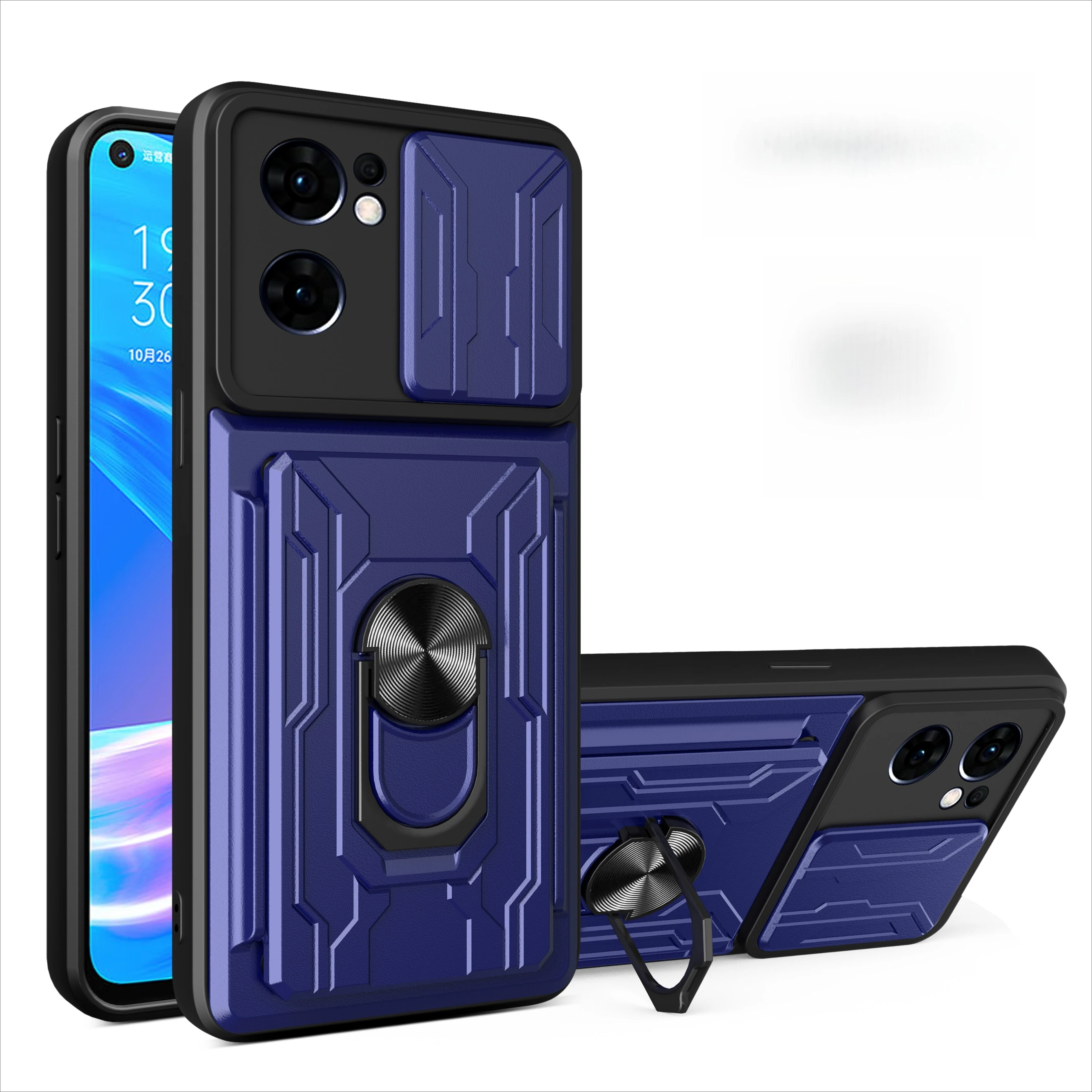 Para OPPO Reno 6 5 7/Reno 8 Pro Plus/OPPO F21 Pro/Find X3 X5 Lite anillo magnético giratorio montado en el coche ranura para tarjeta soporte funda de teléfono
