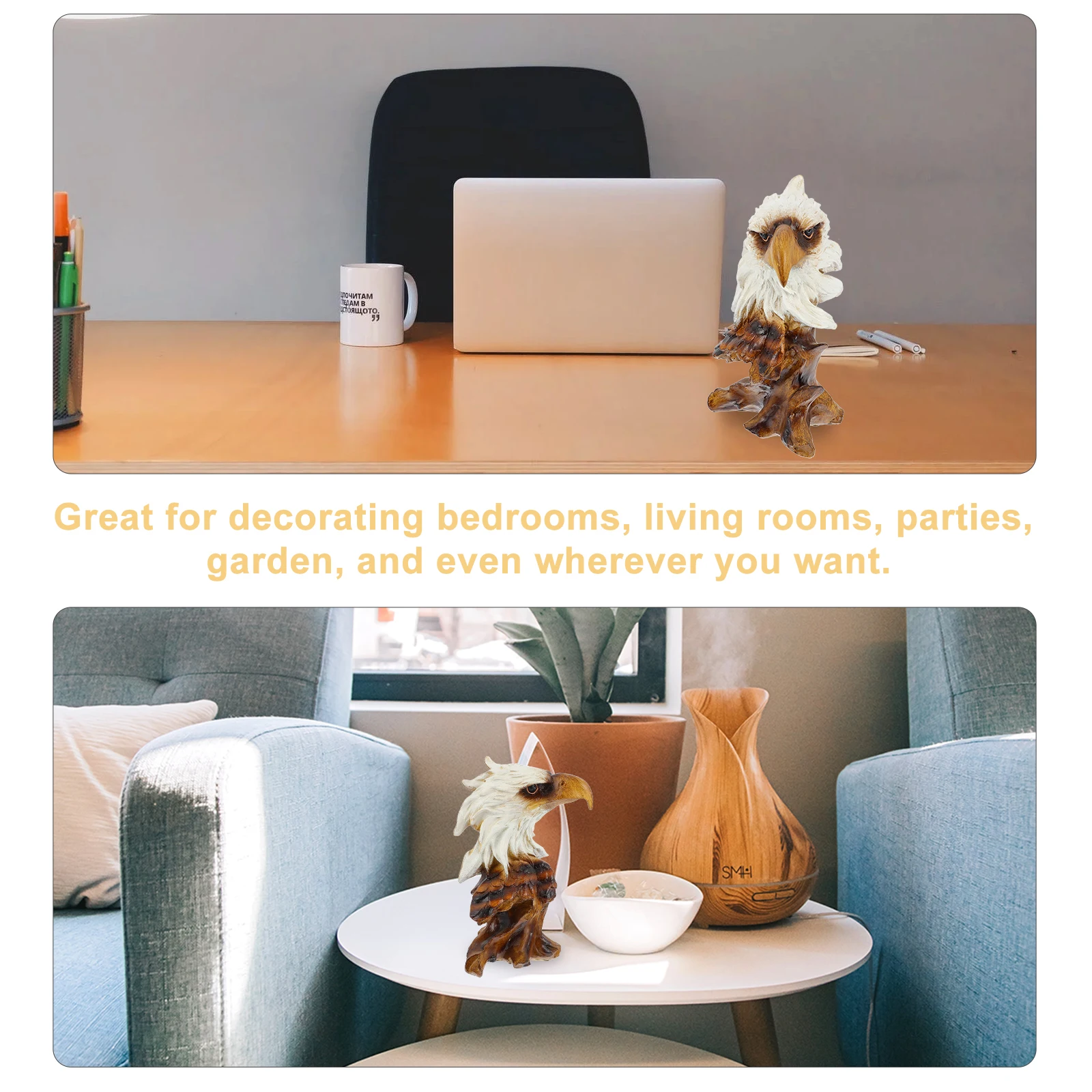 

1Pcs Eagle Head Resin Decor Creative Home Desktop Office Ornament Realistic Animal Head Adornment Wine Cabinet Decor