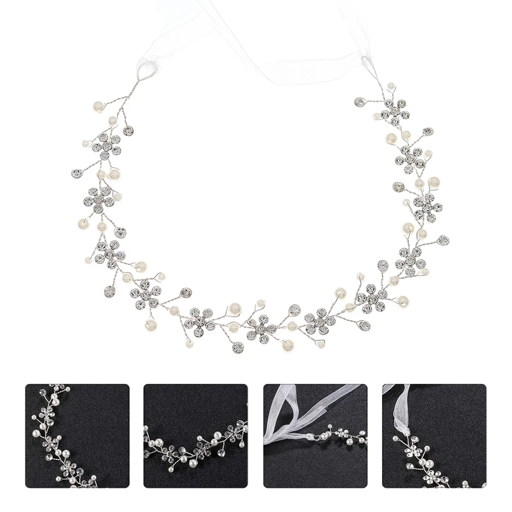 

Charming Rhinestone Headbands Elegant Hair Accessories Lightweight Alloy Beads Ribbon Bridal Graceful Stylish Sweet Women Girls