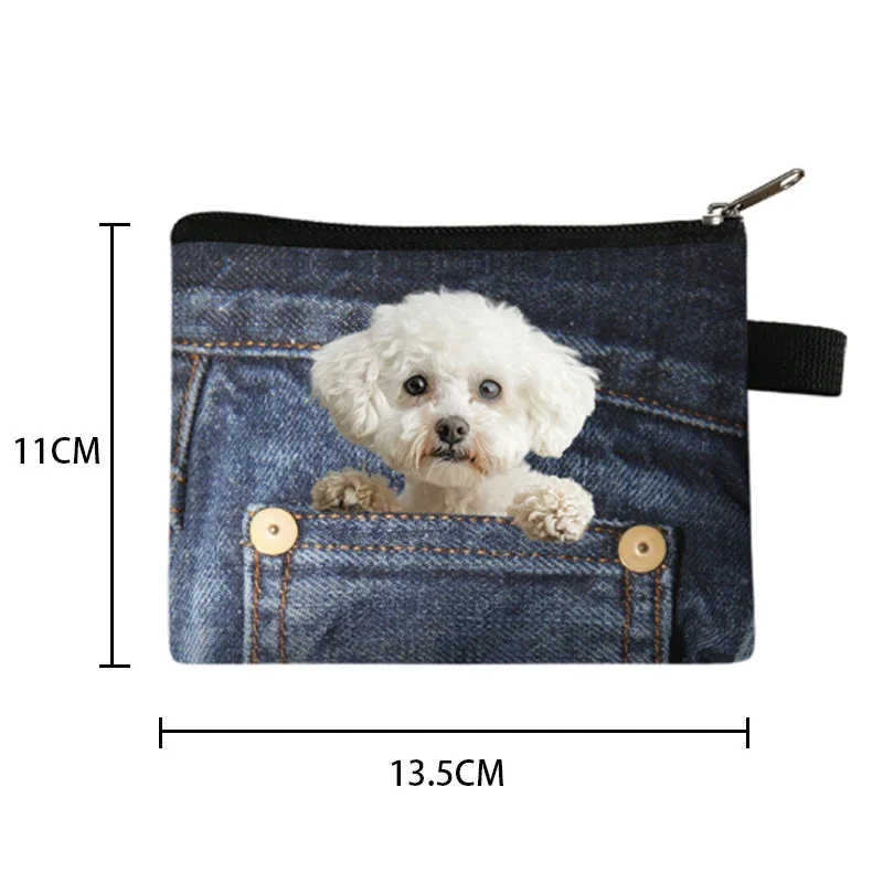 Funny jeans Pocket Dog Coin Bag Pet French Bulldog Dachshund Schnauzer Pug Dogs Key Credit Card Holder Mini Pouch Coin Money Bag