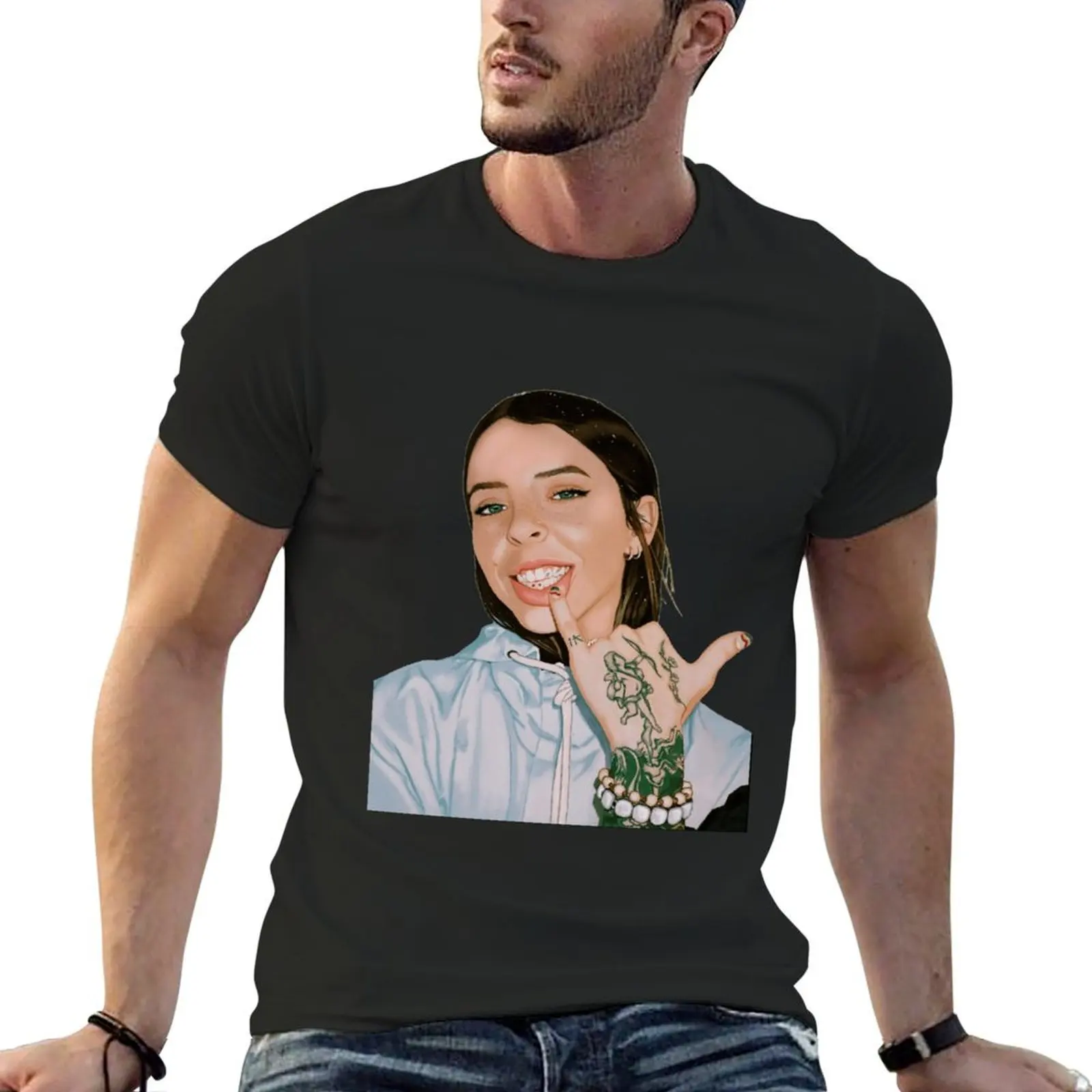 

Young-Miko-Portrait-drawing T-Shirt sweat for a boy baggy shirts cotton man t-shirts mens fashion