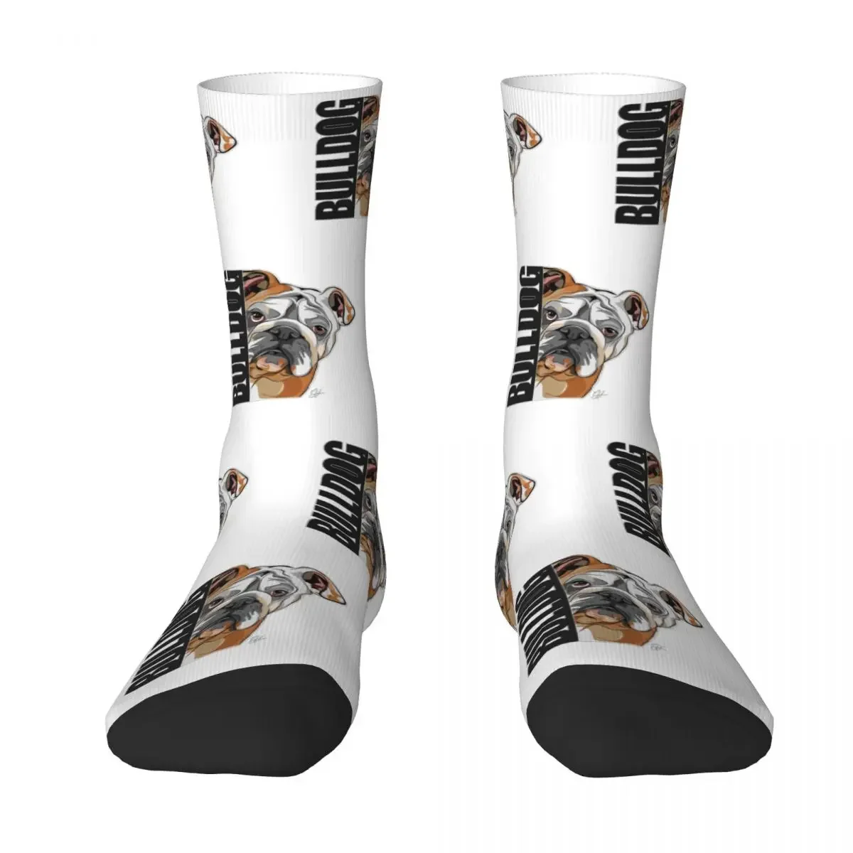 Funny English Bulldog Dog Dogs Socks Harajuku Sweat Absorbing Stockings All Season Long Socks Accessories for Man's Woman's