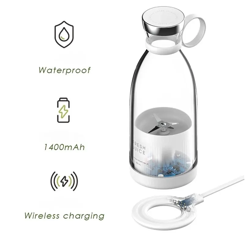 2023 Verbeterde Draagbare Juicer 450Ml Usb Magnetische Zuig Oplaadmixer Keuken Multifunctionele Blander Outdoor Sport Sap Cup