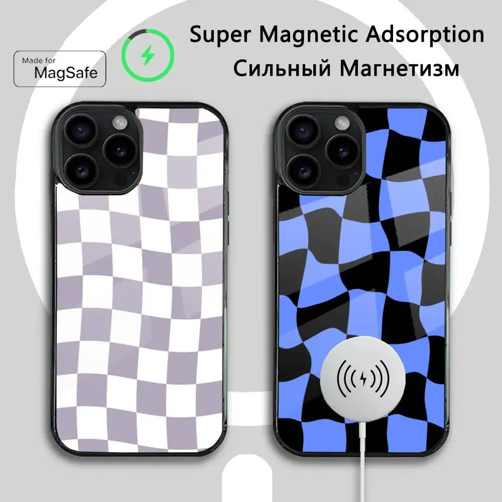 

Distorted Plaid Pattern Phone Case For iPhone 16 15 14 13 12 11 Plus,Pro,Max Mini Magsafe Magnetic Wireless Charging