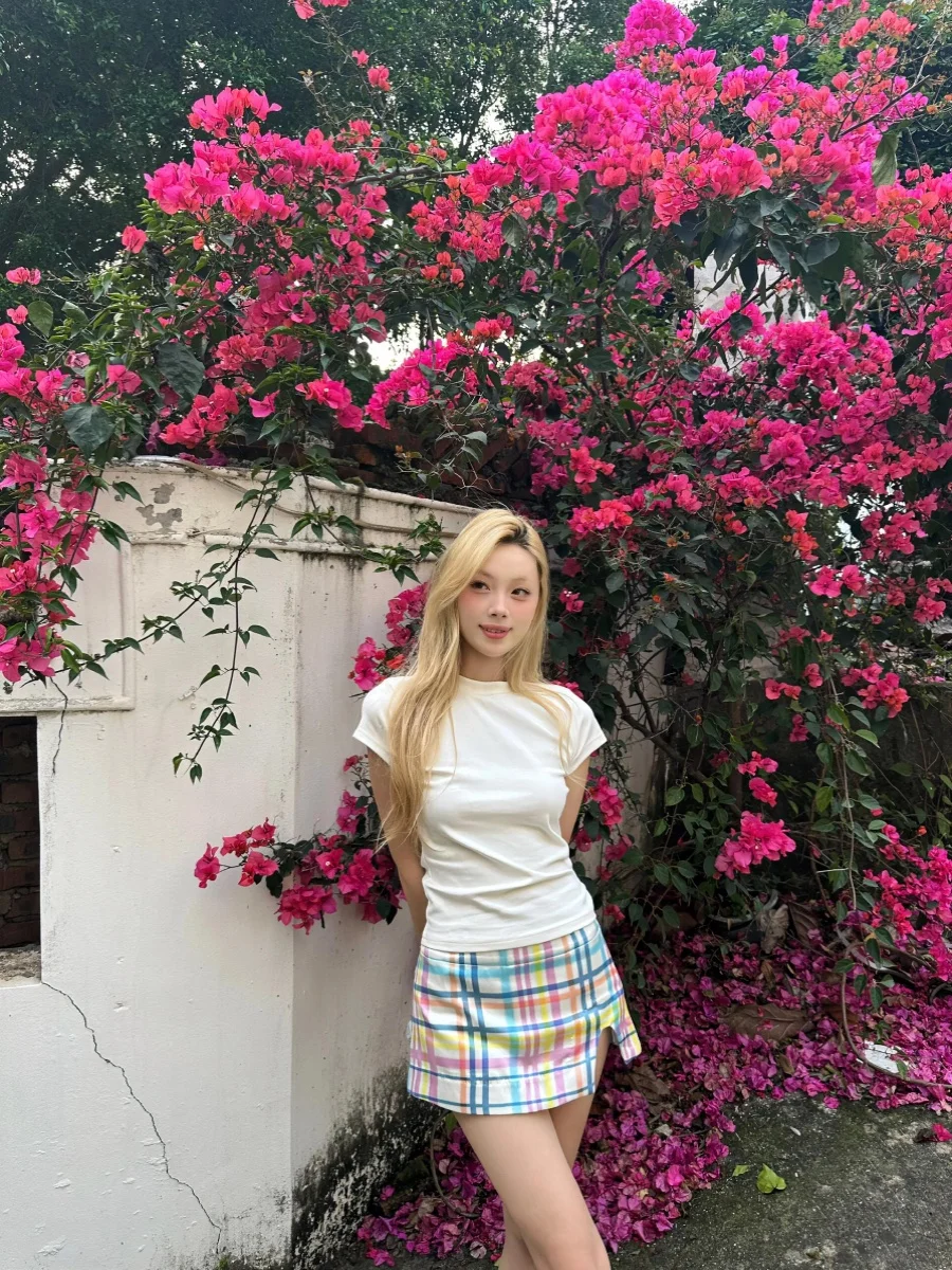 Niedrige Taille Plaid Print f Rock frauen Sommer Neue Sle Se Hosen Anti-Licht Split ort Rock Koreanische Sle pendeln