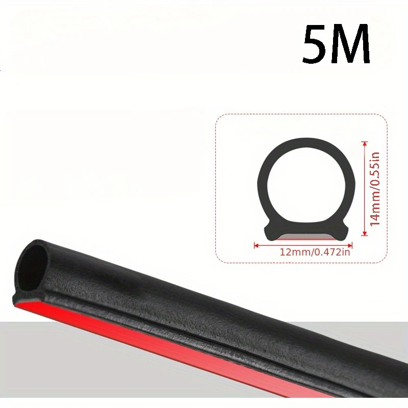 D-Type Rubber Seal Strip for Car Hood & Trunk, Dustproof, Sound Insulation & Noise Reduction, Universal Fit