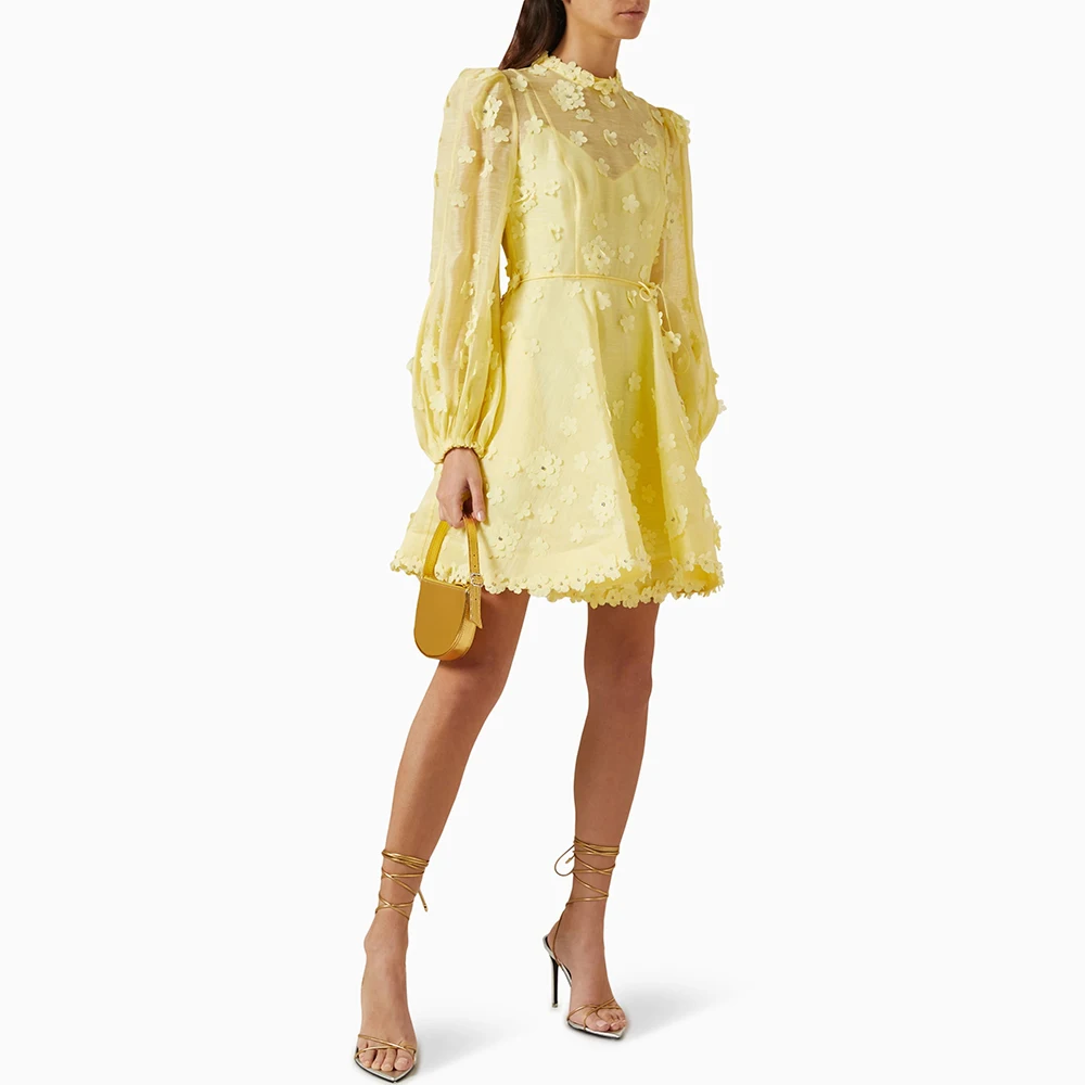 Serendipity Mini Evening Dress فساتين سهرة Elegant Appliques Fashion A-Line Long Sleeve Cocktail Prom Gown For Sexy Women