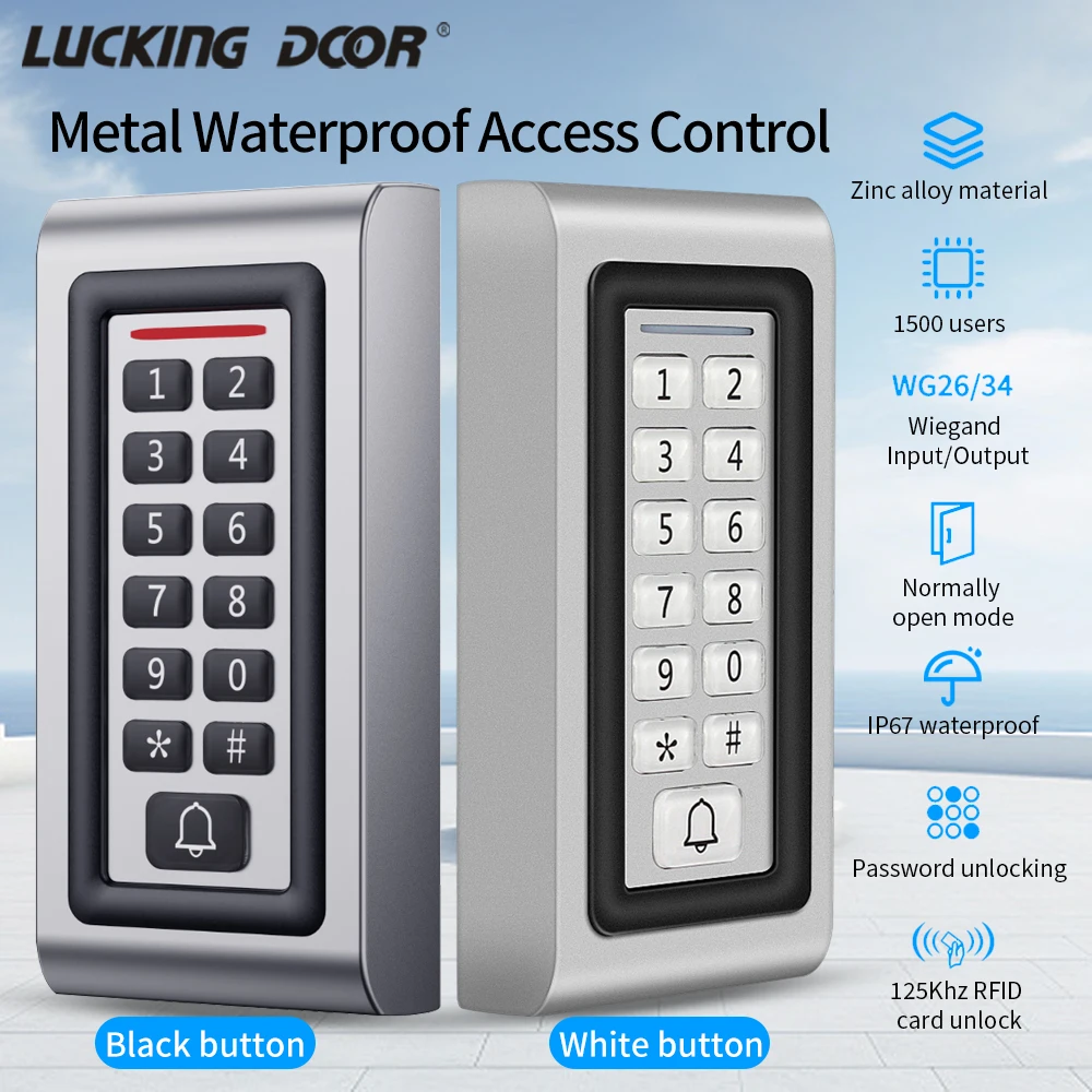 

Metal Rfid Access Control Keypad With 1500 Users 125KHz Card Reader Keypad Key Fobs Door Access Control System WG Wiegand Reader