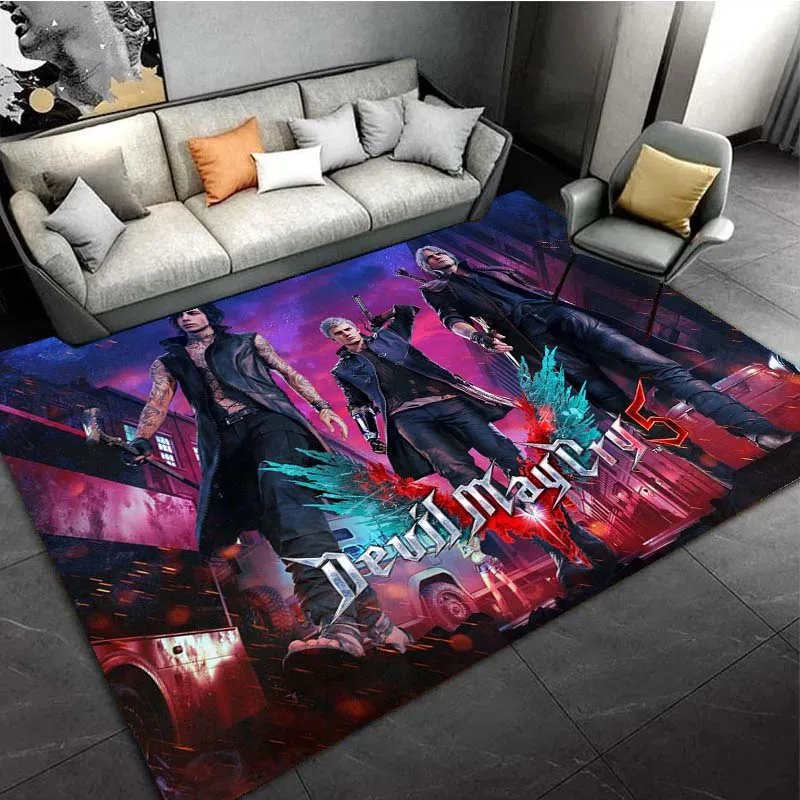 DMC D-Devil May Cry Action Game Area Rugs for Living Room Bedroom Decoration Rug Children Play Gamer Room Mats Anti-slip Carpets