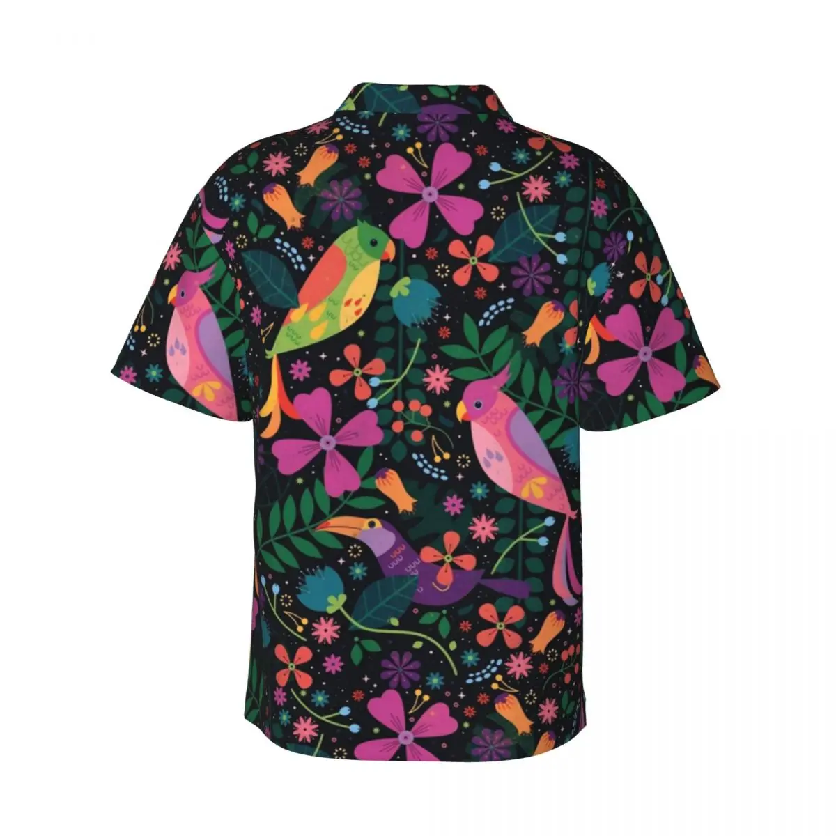 Parrot Floral Print Beach Shirt Man Enchanted Birds Casual Shirts Summer Short Sleeve Custom DIY Classic Oversized Blouses Gift
