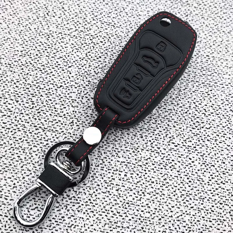 Leather Car Key Cover Case for Ford Focus mustang Explorer Eske Mercury Mountaineer Escape for Lincoln Navigator key Fob Case view 4