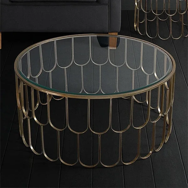 

z Modern Stainless Steel Honeycomb Base Glass Top Coffee Table Center Table Tea Table for Living Room Furniture