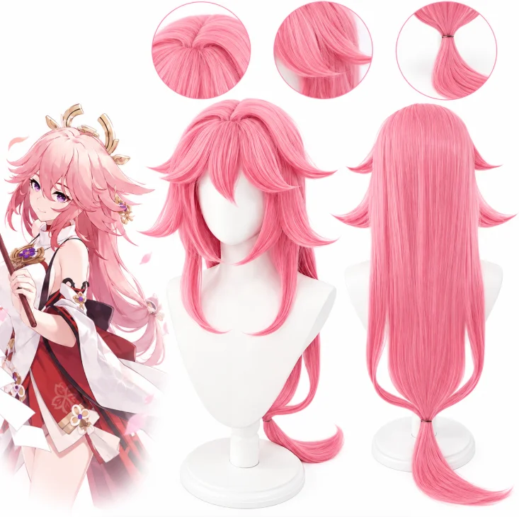 Cosplay Anime Yae Miko - Peruca de cosplay de Yae Miko