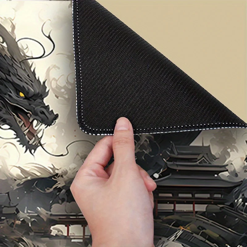 XXL Anime Vintage Black Dragon Large Mouse Pad Non-Slip Stitched Edge Desk Mat for Computer PC Gaming Home Office Gift for Gamer