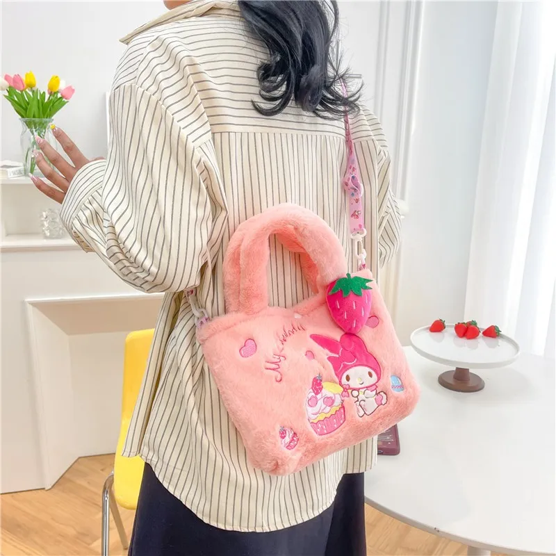 Sanrio Hello Kitty Plush Bag Kawaii Kuromi My Melody Cute Cartoon Anime Handbag Cinnamoroll Storage Tote Bags Women Girl Gifts