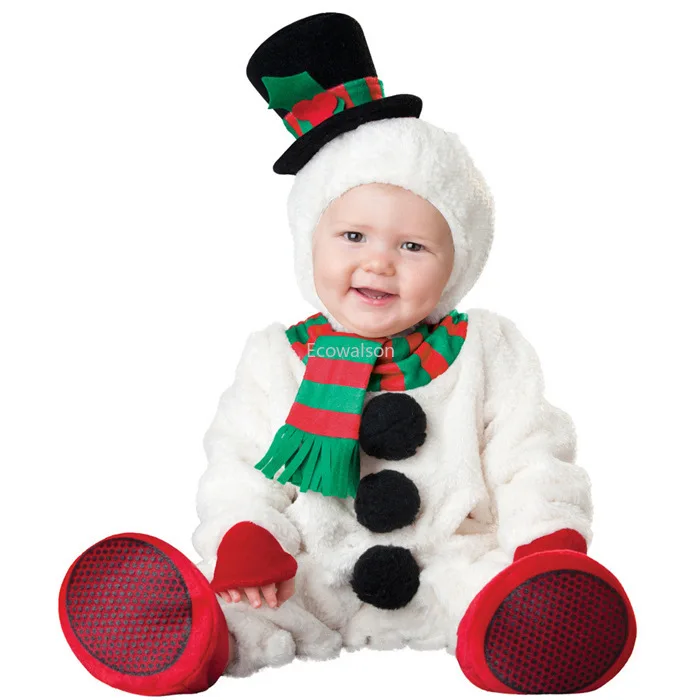 Ensemble de cosplay de Noël pour bébés garçons et filles, costume de Noël, sweat à capuche bonhomme de neige et sourire, barboteuse, combinaison pour bébé