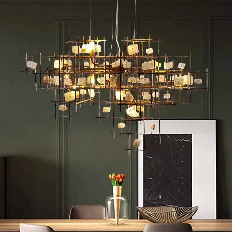 Creative Chandelier Engineering Bar Restaurant Model Room Personality Bar Chandelier Imitation Transparent Stone Lamp