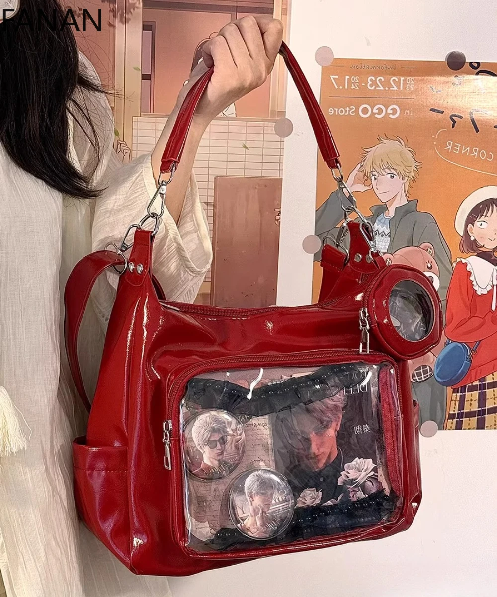 Japanese Harajuku Ita Bag for Women PU Transparent Pocket Itabag Bolsos Girls Uniform JK Crossbody Shoulder Bag Handbags