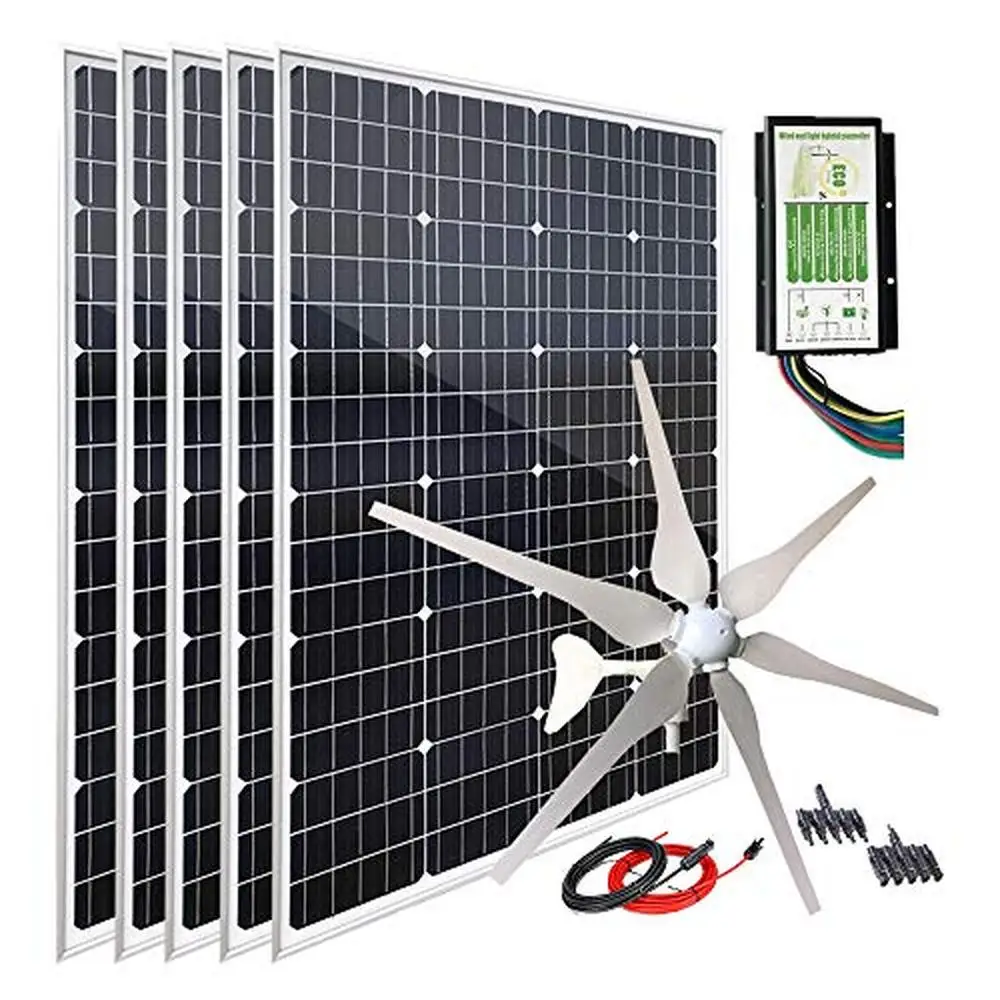 

Wind Turbine Solar Panel Kit 1000W 12V Hybrid Charge Controller RV Home Power System