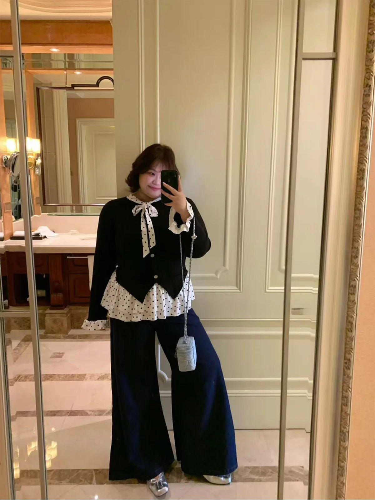 

Женский вязаный топ Sunny Vintage в горошек больших размеров с завязками на талии, утягивающий, стандартной длины, весна 2026