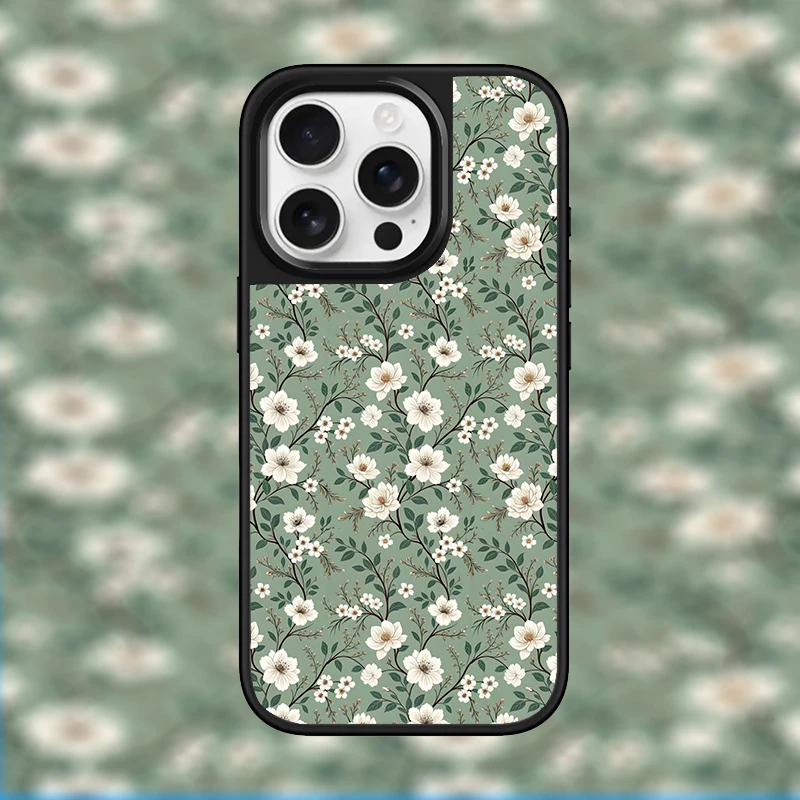 Ins Klassische Blumengemälde, Hydrogel-Rückplatte, silberner Rand, stoßfeste Handyhülle für iPhone 17, 16, 15, 17 Pro Max