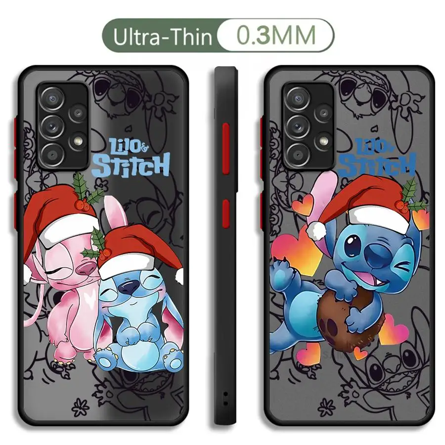 Disney Stitch Christmas Phone Case for Samsung Galaxy A14 A13 A15 A23 4G A34 A33 A53 A25 A24 A54 A73 A35 A55 5G Matte Cover