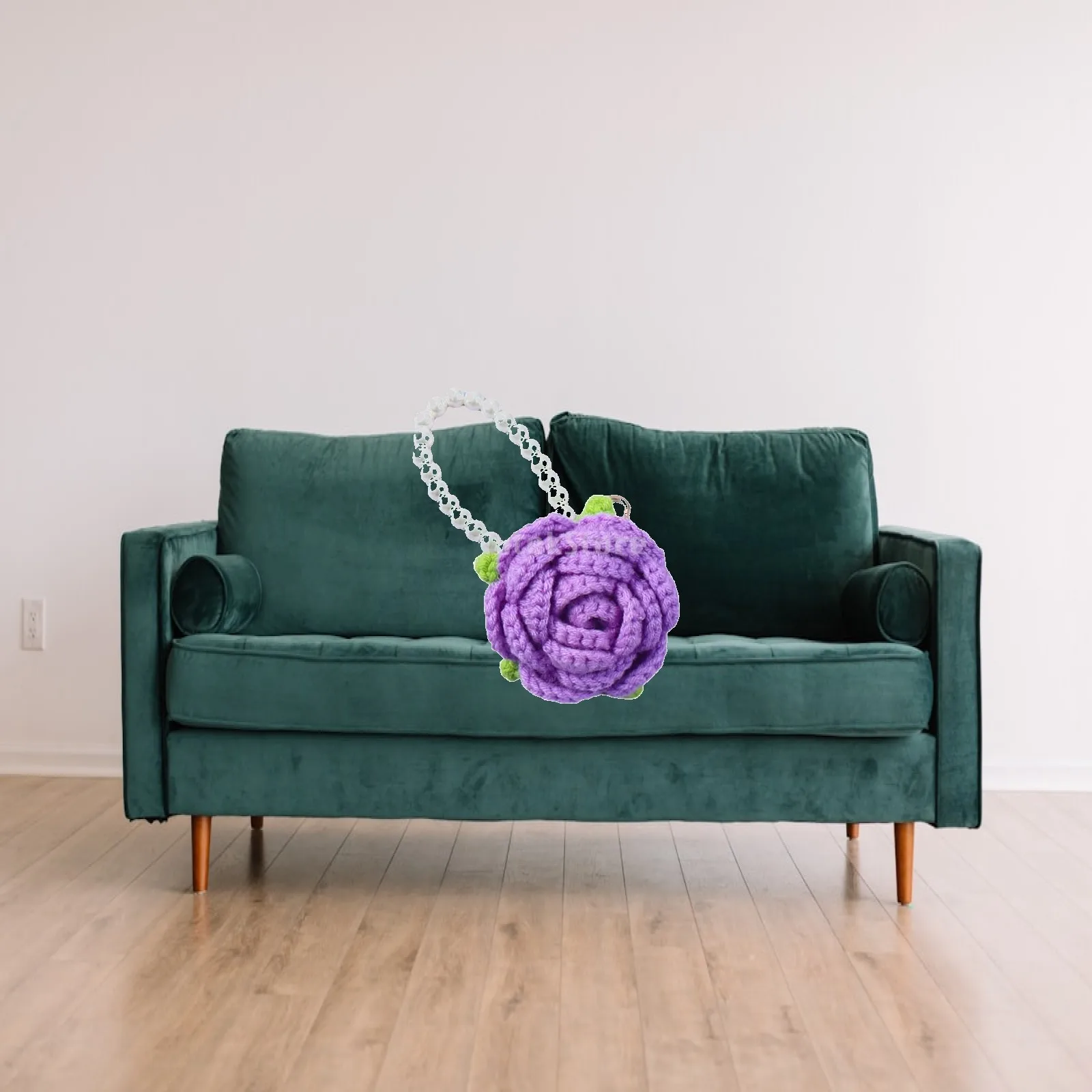 Rose Plush Key Chain Pendant Wool Flower Keyring Cute Bag Charm Hanging Decor for Women's Purse Valentine's Gift