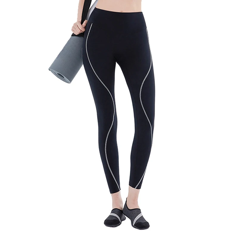 Women's High Waisted Contrasting Line Leggings Slimming Shaping Tight Pants Women's Sports Fitness Pants Yoga Pants