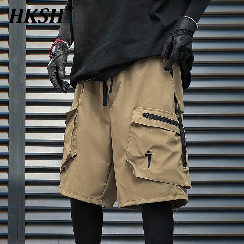 HKSH Heavy Industry Spring Summer New Techwear Tactical Fashion Shorts Men's Tide Dark Tide Loose Casual Zipper Capris HK0893